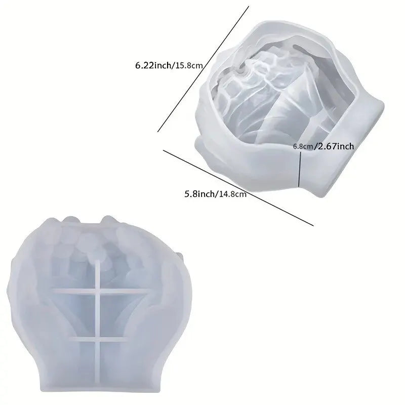1pc Hand Plaster Mold for Resin Casting and DIY Crafts - Jewelry Storage, Candle Holder, Succulent Pot - Home Decor Gift