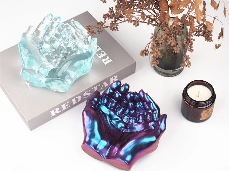 1pc Hand Plaster Mold for Resin Casting and DIY Crafts - Jewelry Storage, Candle Holder, Succulent Pot - Home Decor Gift