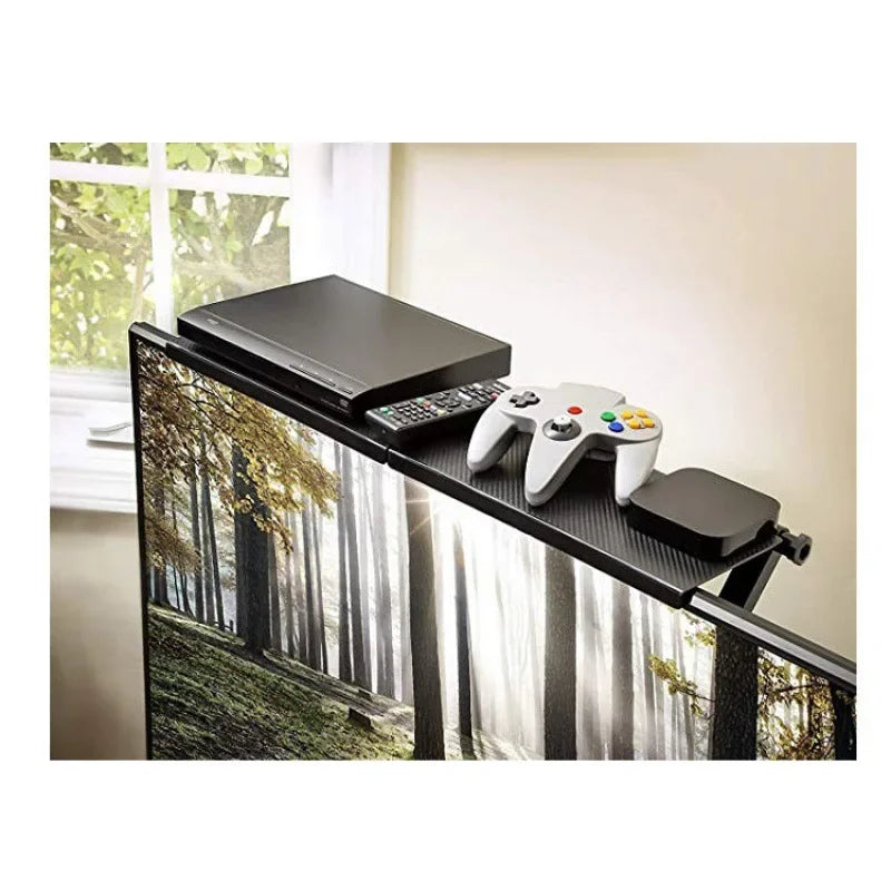 Adjustable TV Screen Top Shelf Rack Holder Computer Monitor Desktop Screen Top Shelf TV Buddy Organizer Home Office Storage Rack