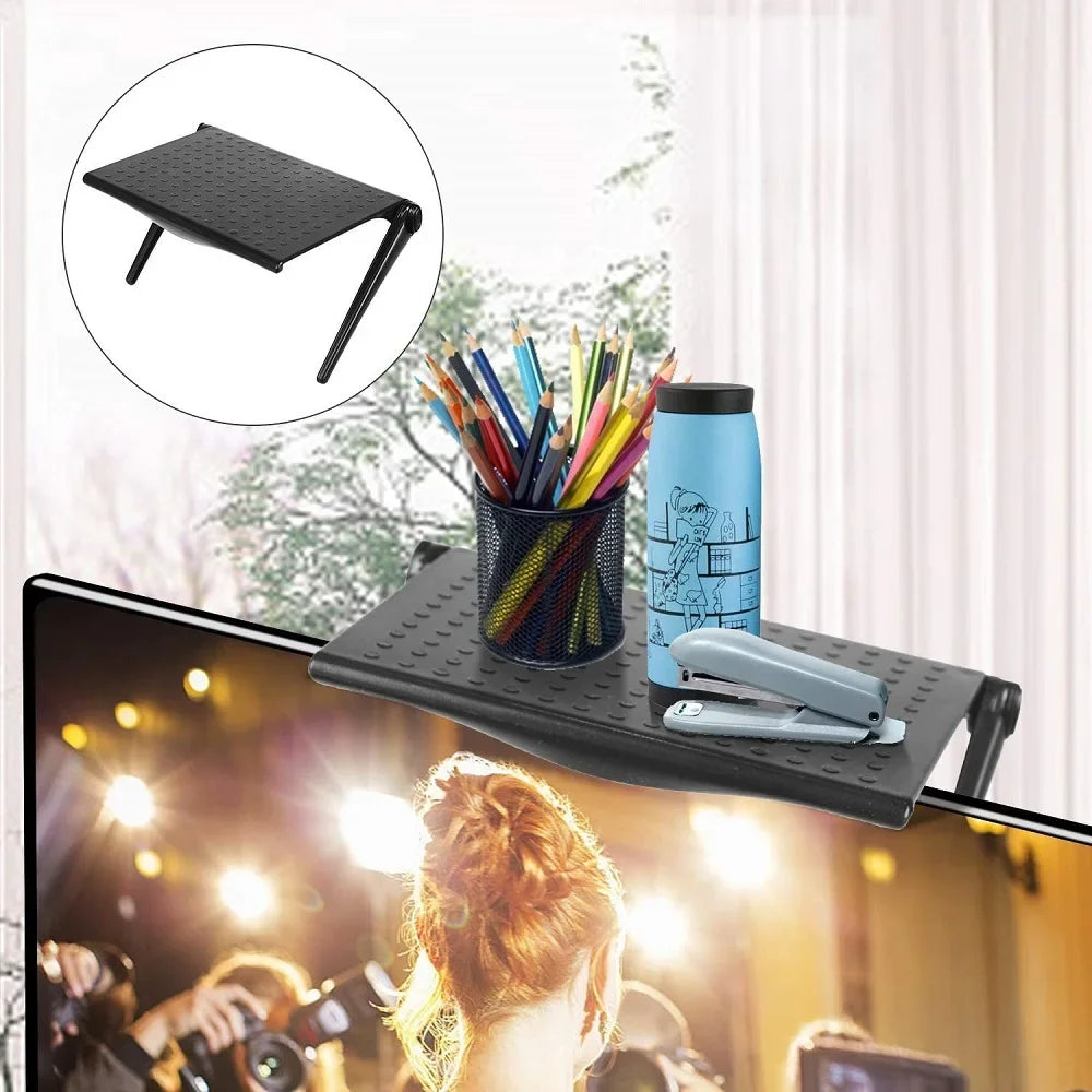 Computer Monitor TV Screen Rack Top Shelf Storage for Office Supplies Decorations Remote Control Organizer Space-saving