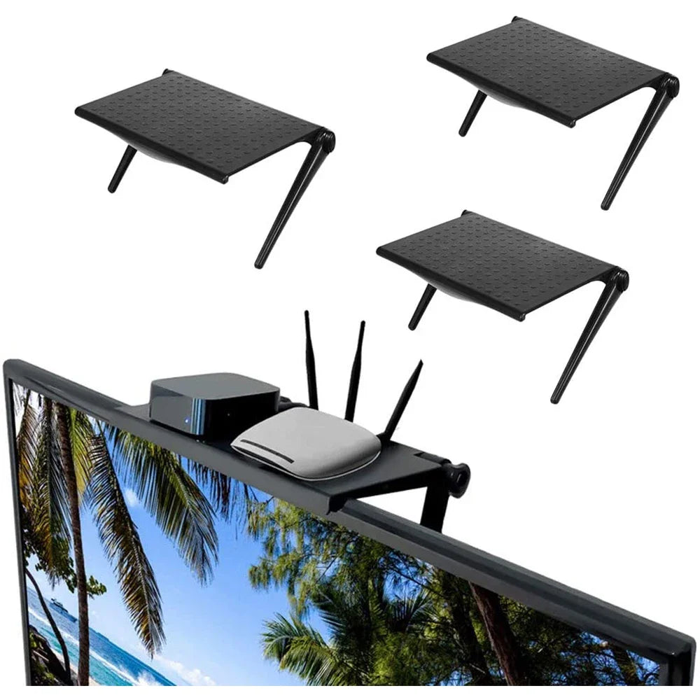 Computer Monitor TV Screen Rack Top Shelf Storage for Office Supplies Decorations Remote Control Organizer Space-saving