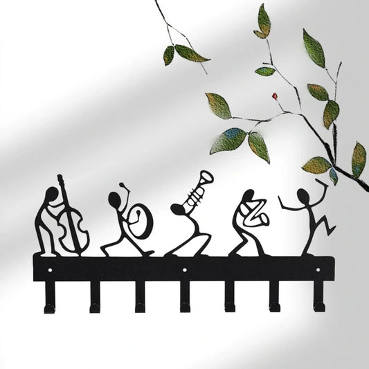 Metal Symphony Orchestra Key Holder Hooks Organizer Rack,11.81 Inches Key Holder For Wall,Hook for Wall, Iron Art, Coat Hanger