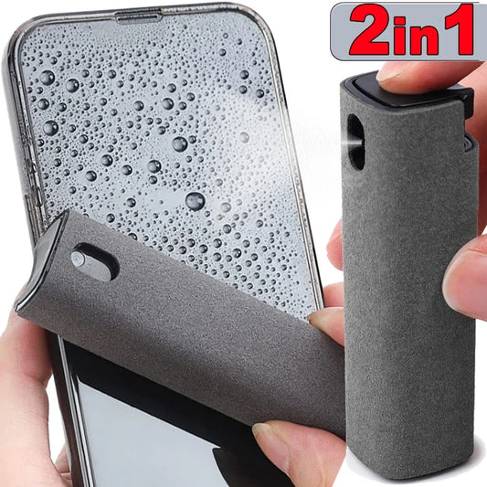 1 2-in-1 Microfiber Screen Cleaner with Spray Bottle - Streaky Free Wipes for Phones and Computers - Home