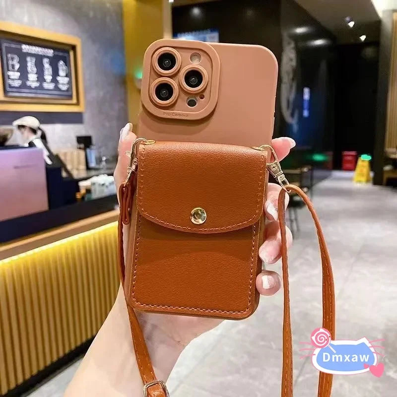 For Redmi 12 Note 12S 4G 13 Pro Plus 5G Note 12 Turbo Poco F5P M5 Cover Flap Card Holder Wallet With Long Lanyard Soft Case