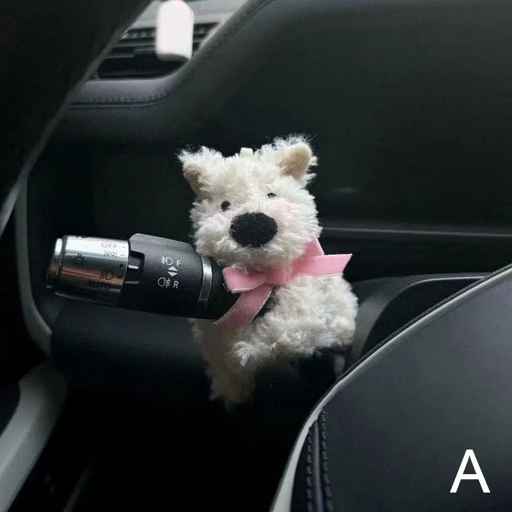 Cute Puppy Car Windshield Wiper Decorations Interior Plush Doll Creative Gift Shoulder Pads Car Interior Decoration Accessories