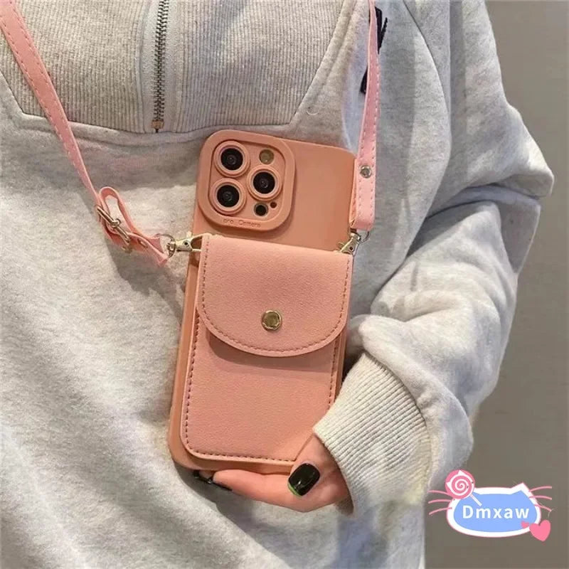 For Redmi 12 Note 12S 4G 13 Pro Plus 5G Note 12 Turbo Poco F5P M5 Cover Flap Card Holder Wallet With Long Lanyard Soft Case