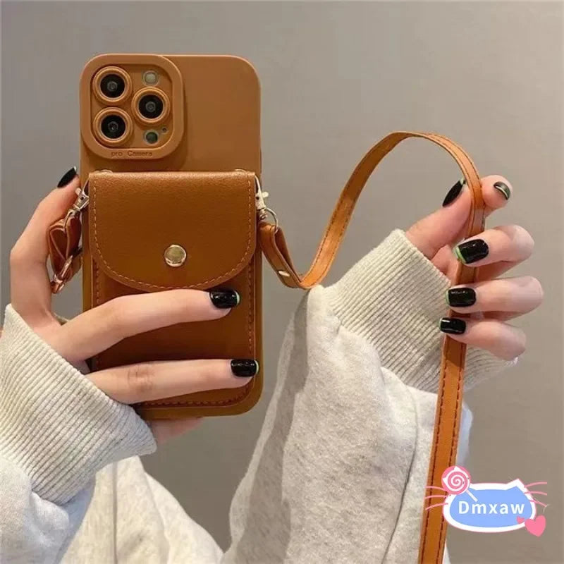 For Redmi 12 Note 12S 4G 13 Pro Plus 5G Note 12 Turbo Poco F5P M5 Cover Flap Card Holder Wallet With Long Lanyard Soft Case