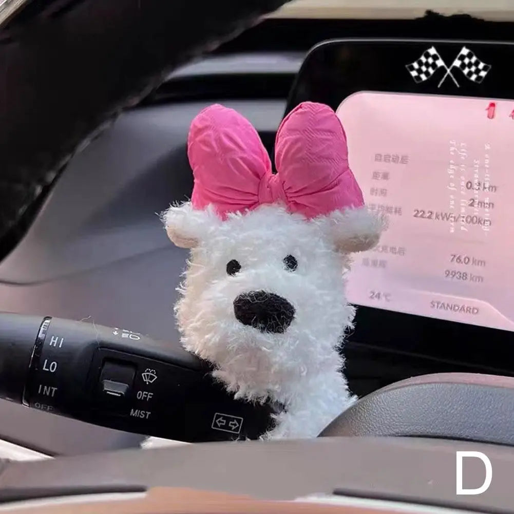 Cute Puppy Car Windshield Wiper Decorations Interior Plush Doll Creative Gift Shoulder Pads Car Interior Decoration Accessories