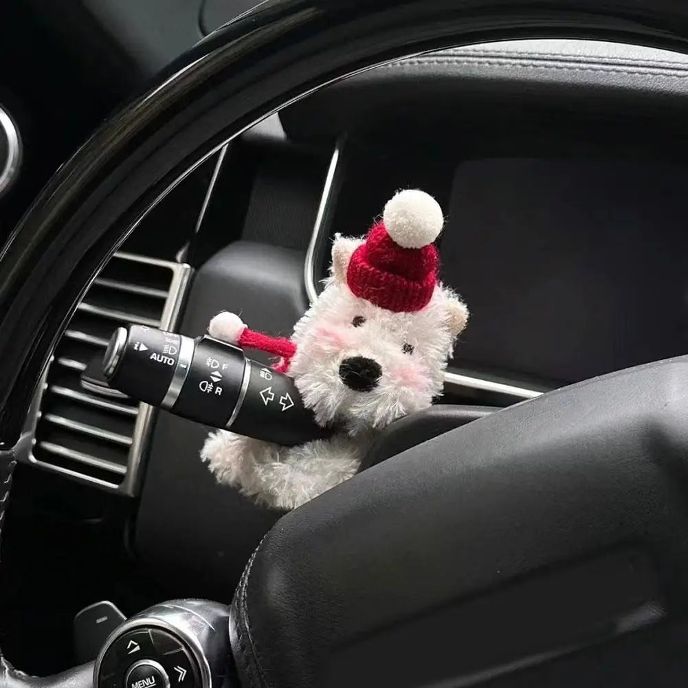 Cute Puppy Car Windshield Wiper Decorations Interior Plush Doll Creative Gift Shoulder Pads Car Interior Decoration Accessories