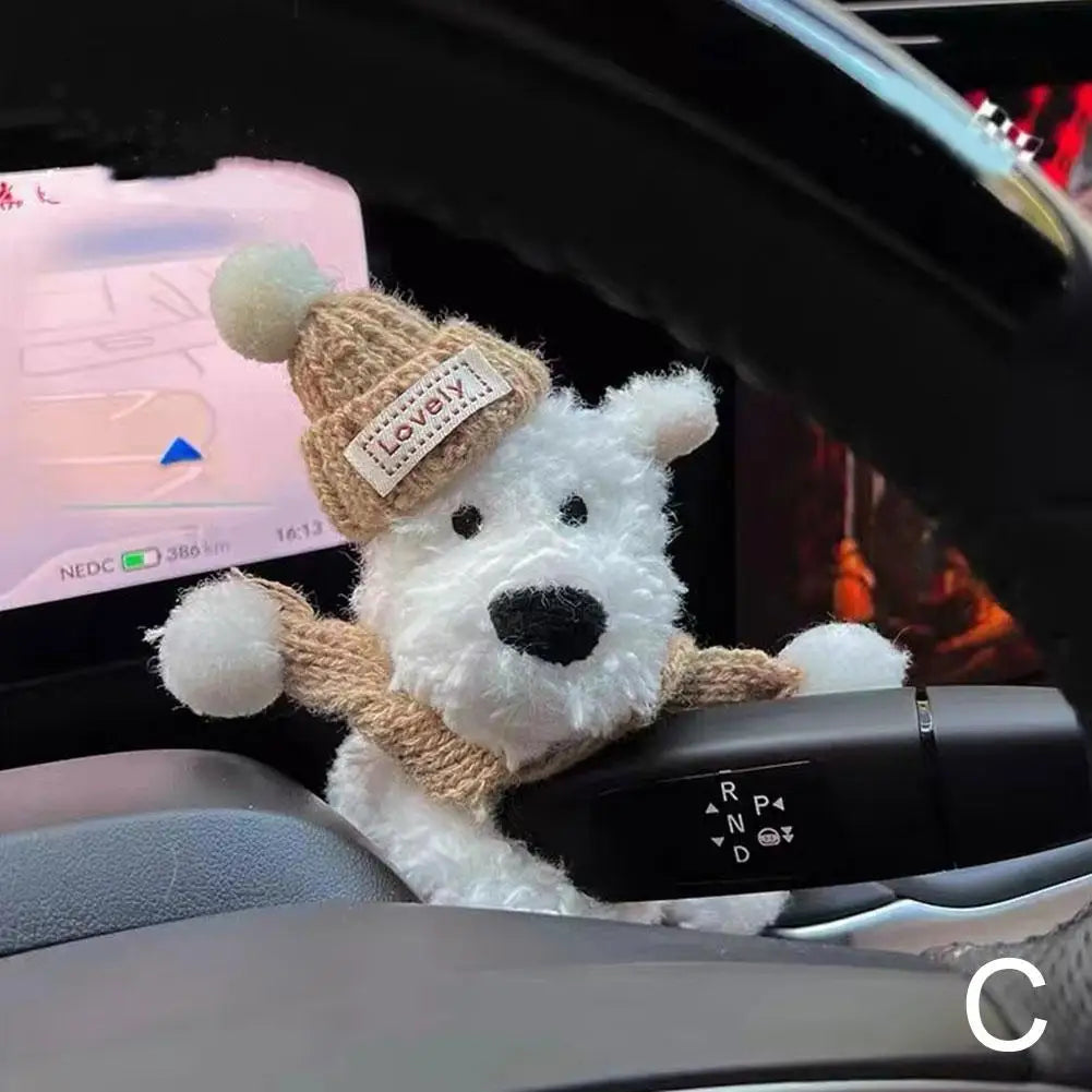 Cute Puppy Car Windshield Wiper Decorations Interior Plush Doll Creative Gift Shoulder Pads Car Interior Decoration Accessories