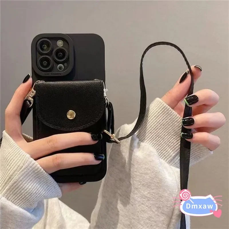 For Redmi 12 Note 12S 4G 13 Pro Plus 5G Note 12 Turbo Poco F5P M5 Cover Flap Card Holder Wallet With Long Lanyard Soft Case