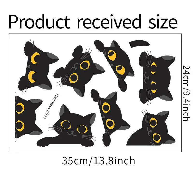 1 Sheet Cute Cartoon Black Kitten Wall Stickers - Self-Adhesive Cat Switch Wallpaper for Atmosphere Decor